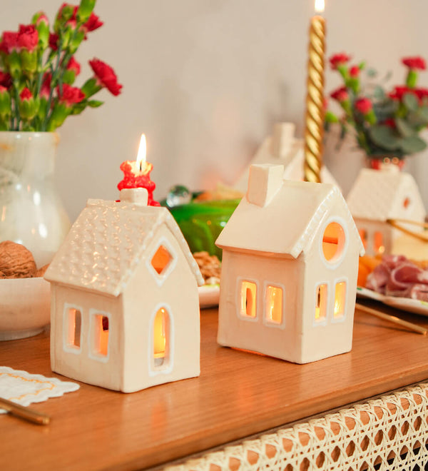 PORTA VELA CASINHA CERÂMICA ARTESANAL P