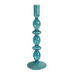 CASTIÇAL DE VIDRO JOY AZUL TURQUESA  9 X 26,5(H) CM