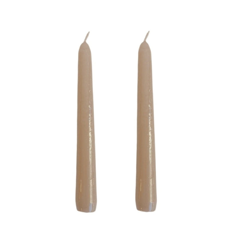 VELAS PARA CASTIÇAL CÔNICA BEGE  18 CM - 02 UNIDADES