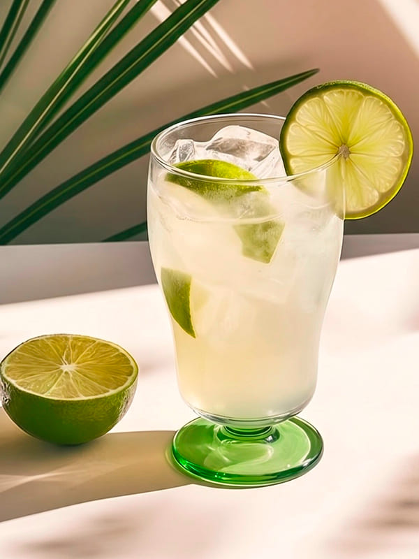 Copo de vidro com base verde 650ml para servir bebidas - Lolahome