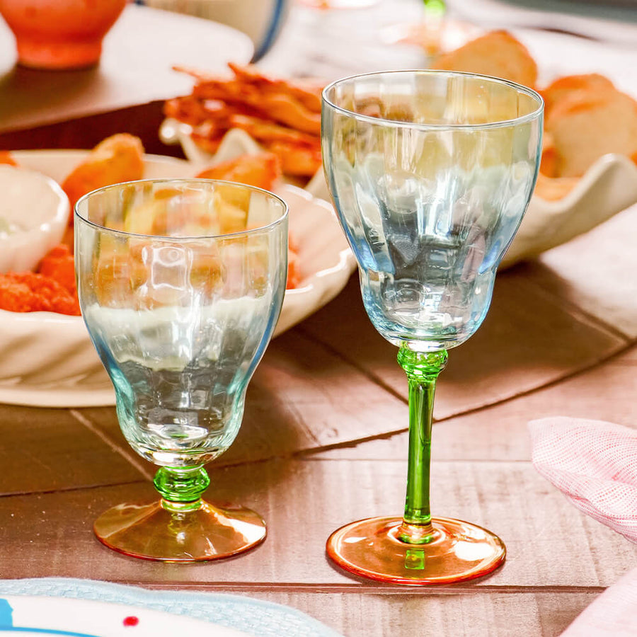 TAÇA DE VIDRO SORRENTO ALTA AZUL/VERDE/LARANJA