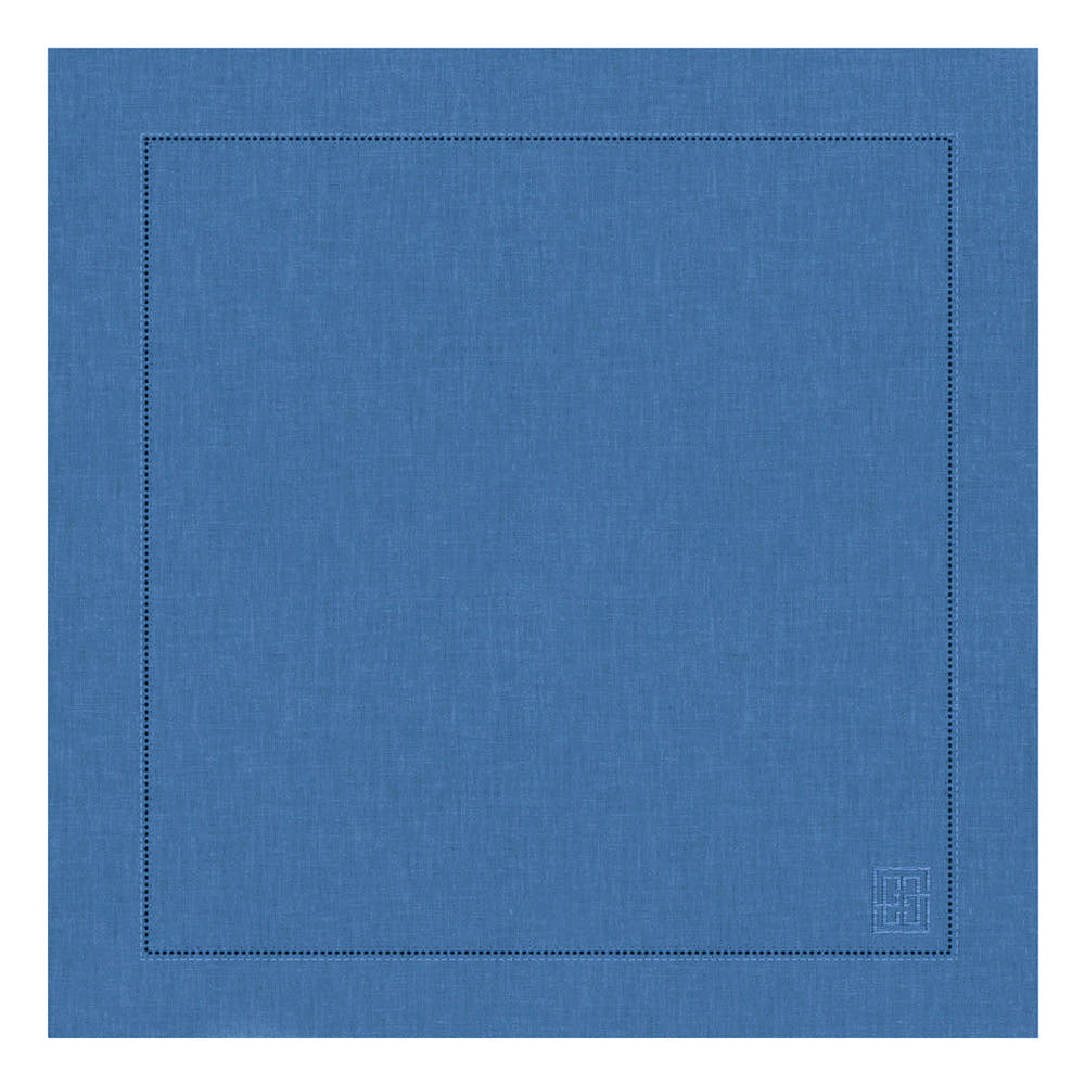 GUARDANAPO DE LINHO PURO BARRA LARGA PREMIUM AZUL 55X55CM