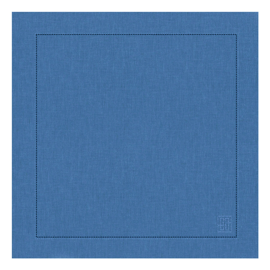 GUARDANAPO DE LINHO PURO BARRA LARGA PREMIUM AZUL 55X55CM