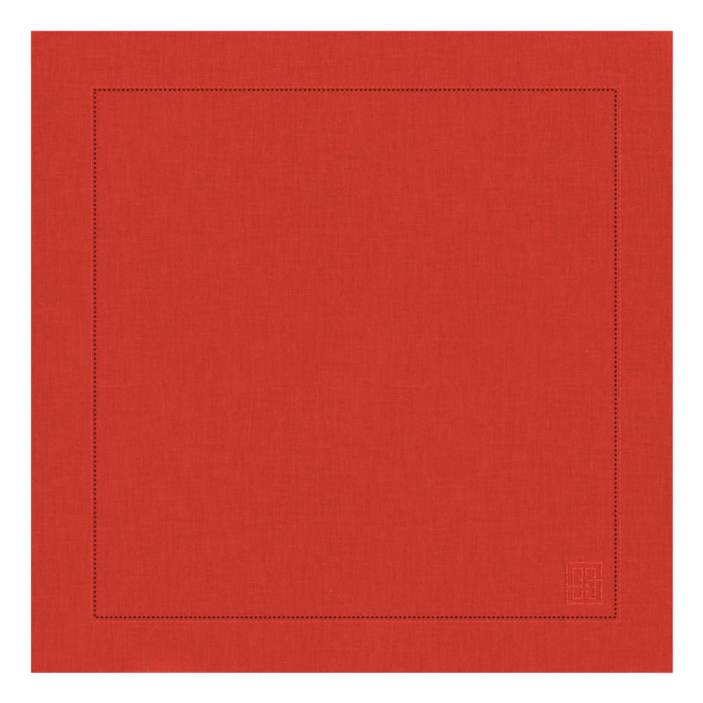 GUARDANAPO DE LINHO PURO BARRA LARGA PREMIUM VERMELHO 53,5X53,5CM