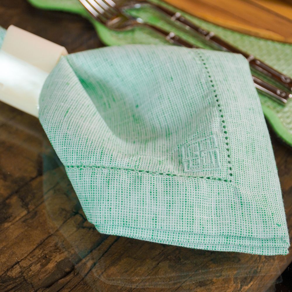 GUARDANAPO SUMMER COM PONTO AJOUR VERDE