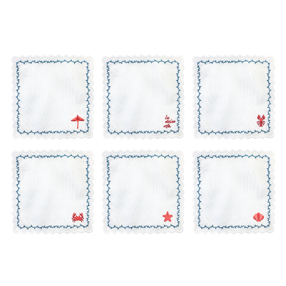 SET GUARDANAPO DE COQUETEL DE LINHO LA DOLCE VITA 6 UN