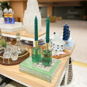 CASTIÇAL DE RESINA ALTO VERDE 5 X 16 (H) CM