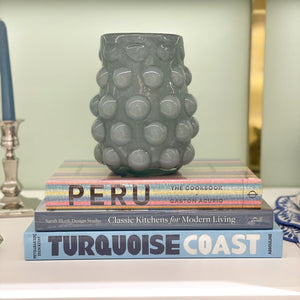 VASO DE VIDRO DOTS AZUL 15,5 X 19 (H) CM