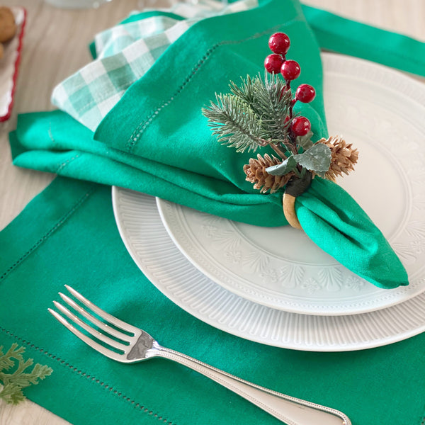 JOGO AMERICANO DE LINHO VISCO VERDE 46X35 CM