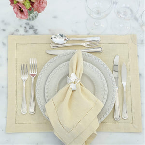 GUARDANAPO RAMIE COM PONTO AJOUR AMARELO 50X50CM