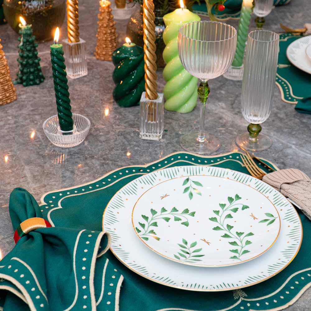 GUARDANAPO LINHO PURO ÁRVORE DE NATAL VERDE
