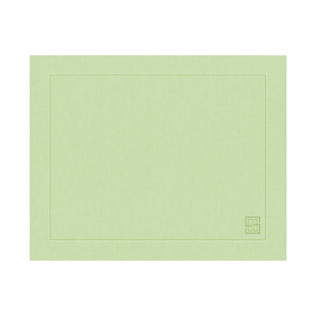 JOGO AMERICANO DE LINHO PURO BARRA LARGA PREMIUM VERDE GUACAMOLE 40CM