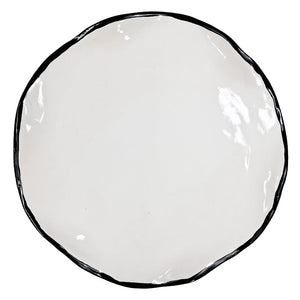 PRATO RASO CERÂMICA ARTESANAL ORGANIC BRANCO E PRETO