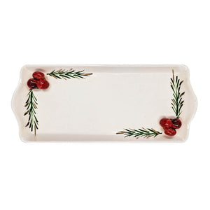 BANDEJA CERÂMICA ARTESANAL AZEVINHO 28X12CM