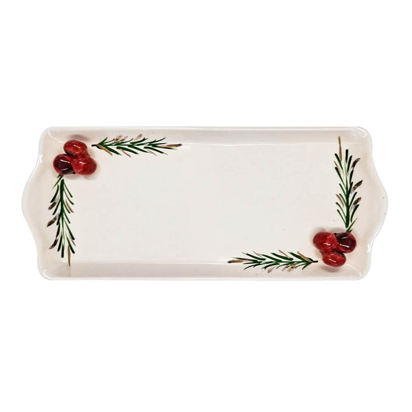 BANDEJA CERÂMICA ARTESANAL AZEVINHO 28X12CM