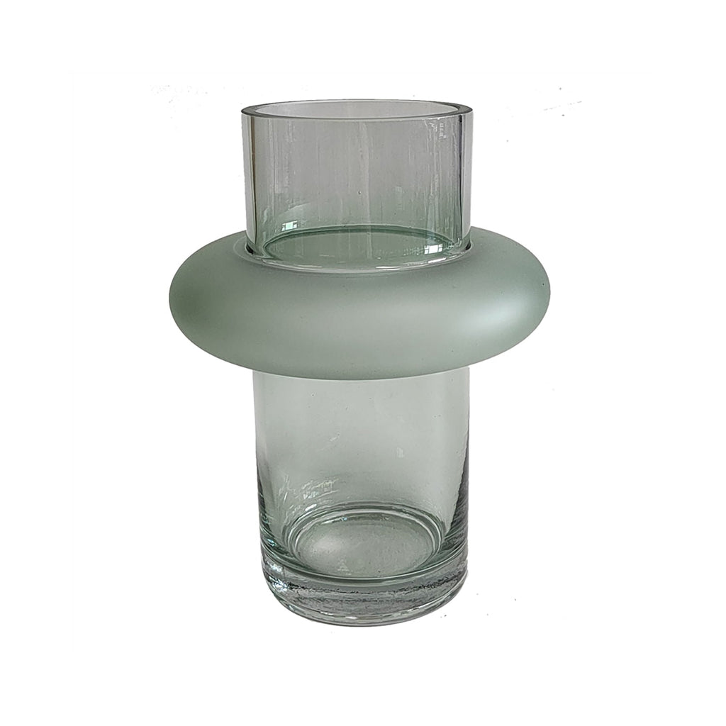 Vaso de vidro verde disco 20cm design moderno premium Lolahome