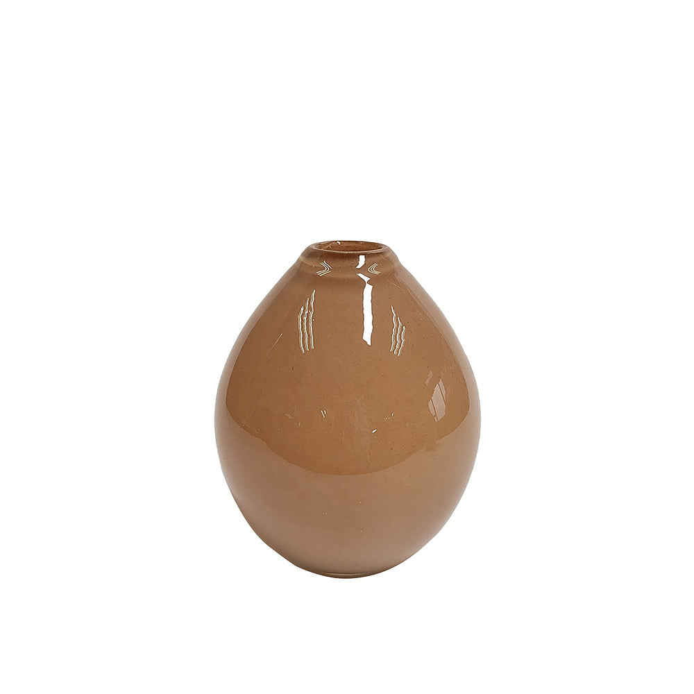 VASO DE VIDRO GOTA BEGE 14CM