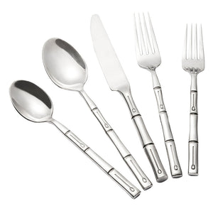 SET 5 TALHERES BAMBU PRATEADO