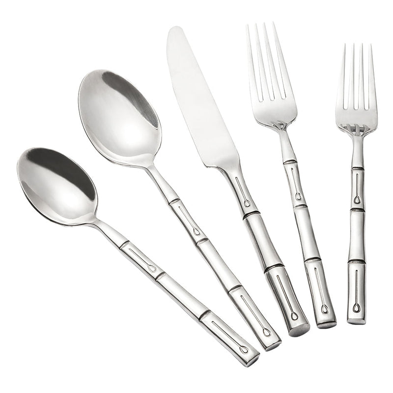 SET 5 TALHERES BAMBU PRATEADO