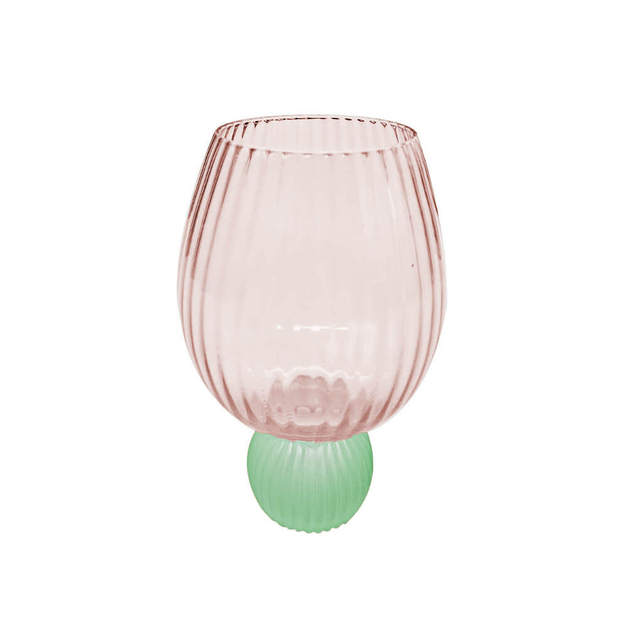 TAÇA AGUA RIMINI 500ML ROSA C/ VERDE