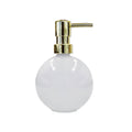 PORTA SABONETE LIQUIDO DE VIDRO BRANCO E DOURADO