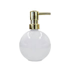 PORTA SABONETE LIQUIDO DE VIDRO BRANCO E DOURADO