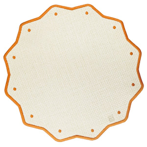 JOGO AMERICANO IMPERMEÁVEL RAFIA REDONDO DOTS LARANJA 43CM