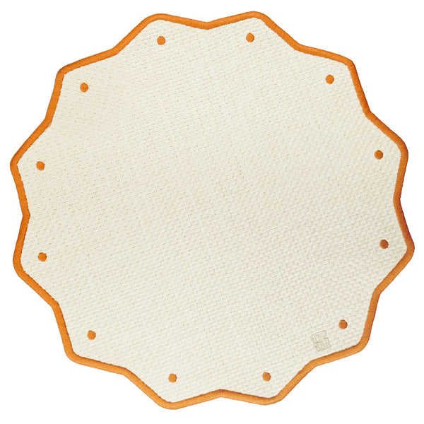 JOGO AMERICANO IMPERMEÁVEL RAFIA REDONDO DOTS LARANJA 43CM