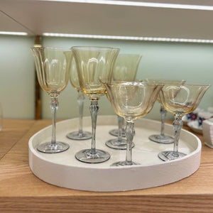 TAÇA DE VIDRO SAINT REMY AMARELO E CINZA 180ML