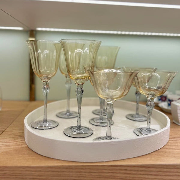 TAÇA DE VIDRO SAINT REMY AMARELO E CINZA 180ML