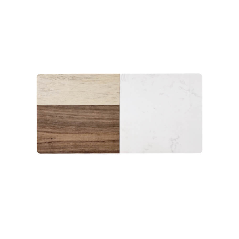 TÁBUA DE MADEIRA E MÁRMORE BRANCO  G  20 X 35 CM