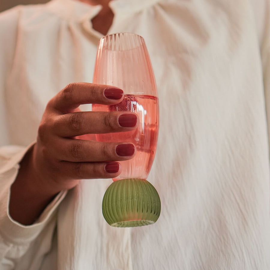 TAÇA DE VIDRO RIMINI  LARANJA E VERDE