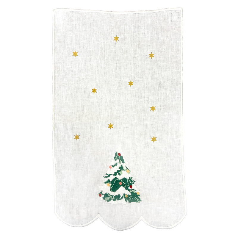 TOALHA DE LAVABO LINHO PURO ÁRVORE NATAL 30X50