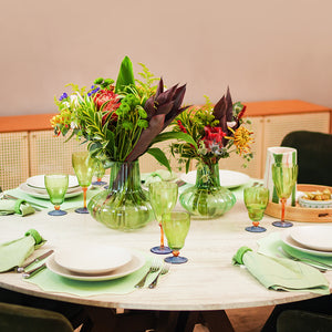 VASO DE VIDRO GOTA VERDE FLORESTA G 25CM