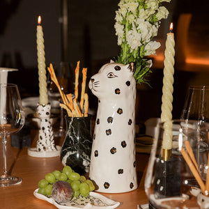 VASO CERÂMICA ARTESANAL COM OURO LEOPARDO G 22CM