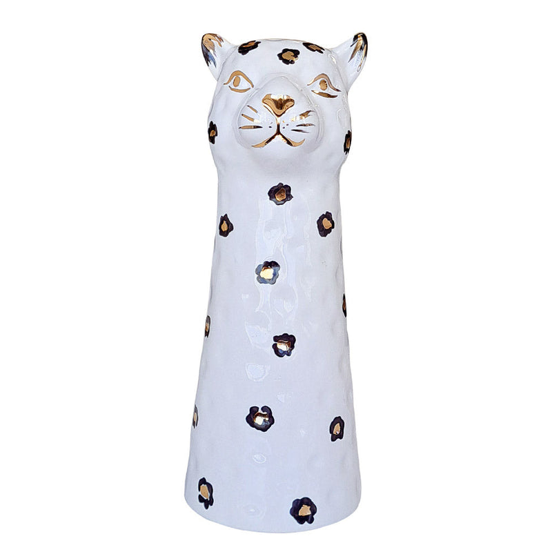 VASO CERÂMICA ARTESANAL COM OURO LEOPARDO G 22CM