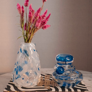 VASO DE MURANO TWIST FLOW  PÉROLA 17CM