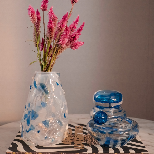 VASO DE MURANO TWIST FLOW  PÉROLA 17CM