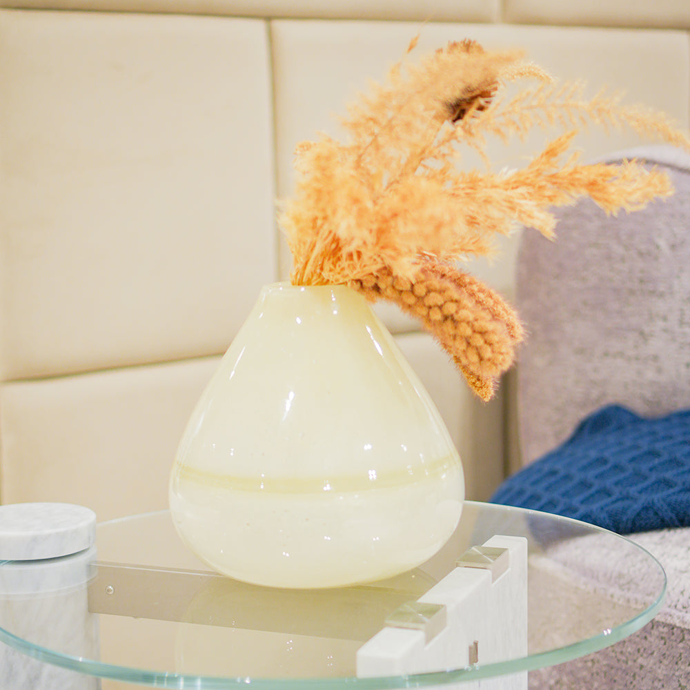 VASO DE VIDRO LEITOSO G 22CM