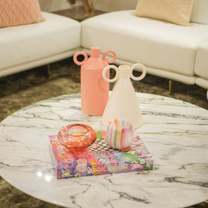 VASO DE CERÂMICA FEITO A MÃO LUSACA ROSA 31CM