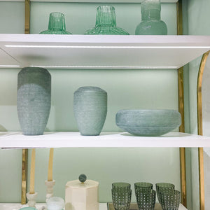 VASO EM VIDRO FOSCO CELADON G 32CM