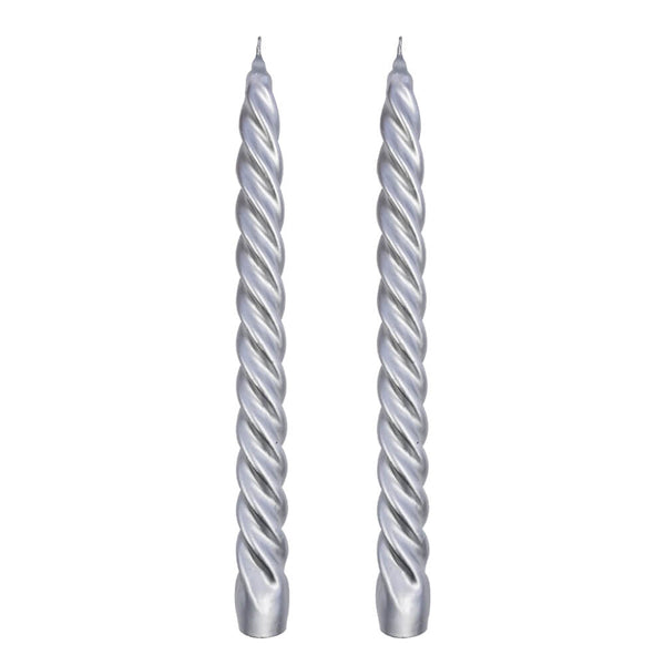 VELAS PARA CASTIÇAL TWIST PRATA 25 CM - 02 UNIDADES