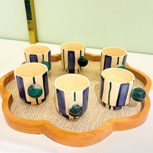 XÍCARA DE CERÂMICA ARTESANAL COM AGATA AZUL