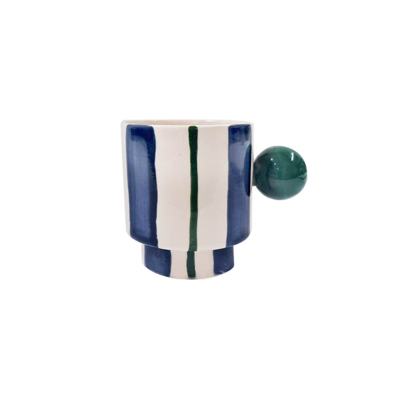XÍCARA DE CERÂMICA ARTESANAL COM AGATA AZUL 120ML