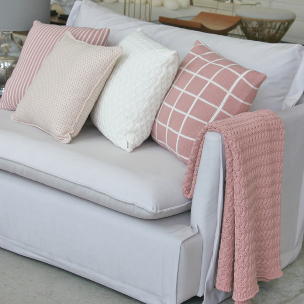 CAPA DE ALMOFADA TRICOT PLUS GRID ROSA 50X50 CM