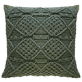 Capa de almofada de macramê verde 50x50cm, design autoral Lolahome, barbante 100% algodão