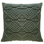 Capa de almofada de macramê verde 50x50cm, design autoral Lolahome, barbante 100% algodão
