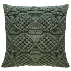 Capa de almofada de macramê verde 50x50cm, design autoral Lolahome, barbante 100% algodão