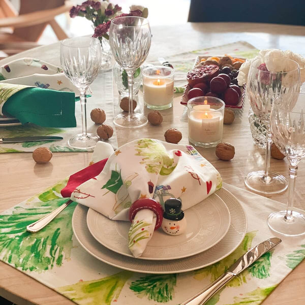 JOGO AMERICANO ESTAMPADO DE ALGODÃO PINHEIROS DE NATAL 44X39 CM