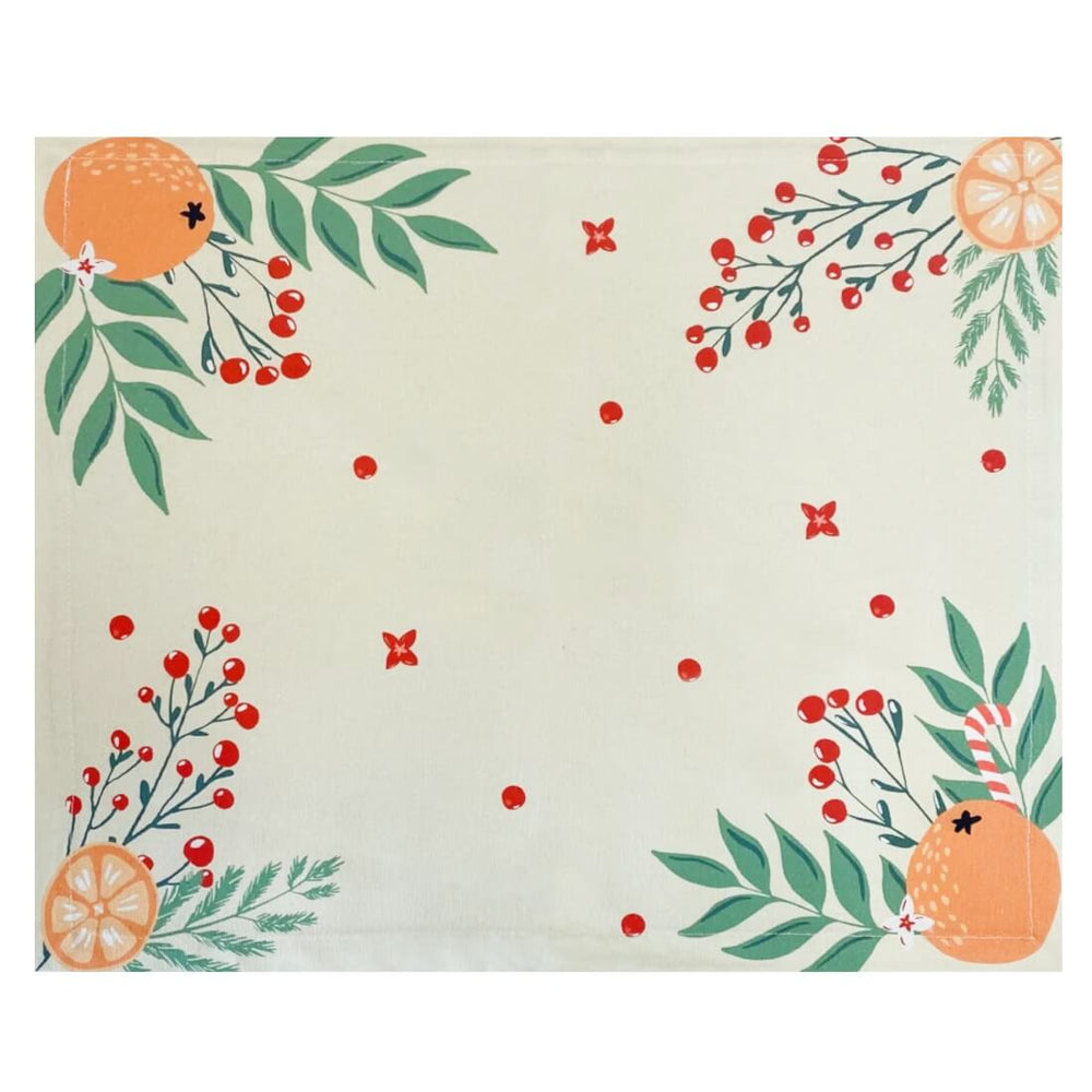 Jogo americano de natal estampado Flor de Laranjeira 48x41cm verde Lolahome